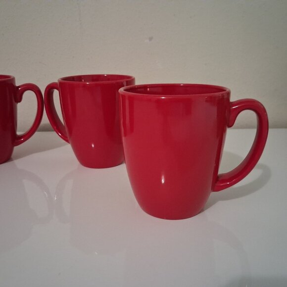 Corelle Coordinates Red Stoneware Coffee Mugs Cups Holds 12 oz. Set of 4, EUC - Picture 2 of 10